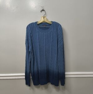 Mila Ombre Cable Knit Cotton Women's Sweater Blue XL Career Office Workwear